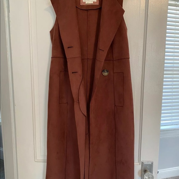 Anthropologie Tandy Utility Suede Vest Brown XS - Picture 6 of 11